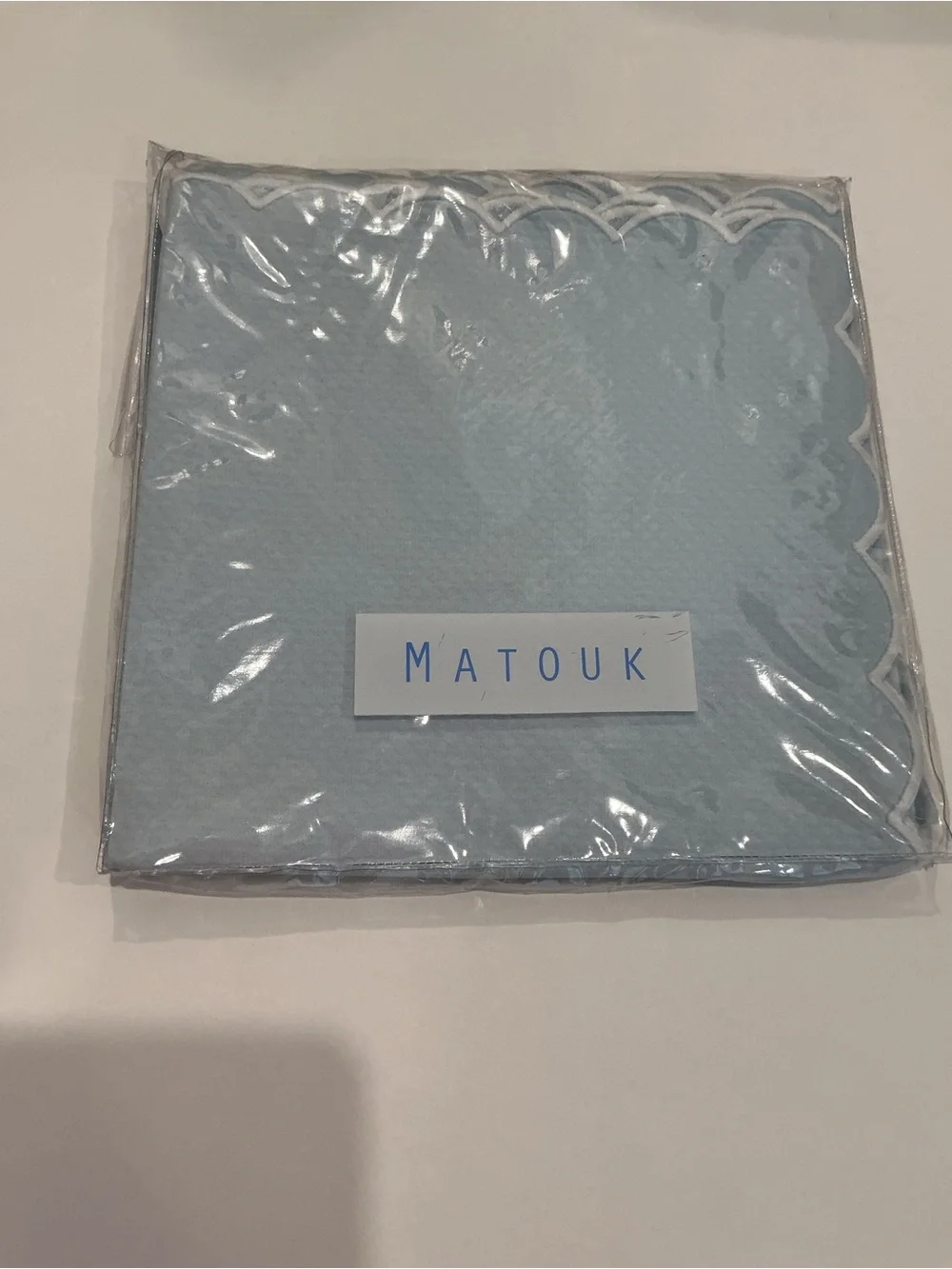 Matouk Savannah Gardens Light Blue Diamond Pique Napkins Set of 4